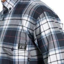 Wolverine Men's FR Plaid Long Sleeve Twill Shirt -Wolverine Shop WV W1203980 417 DET